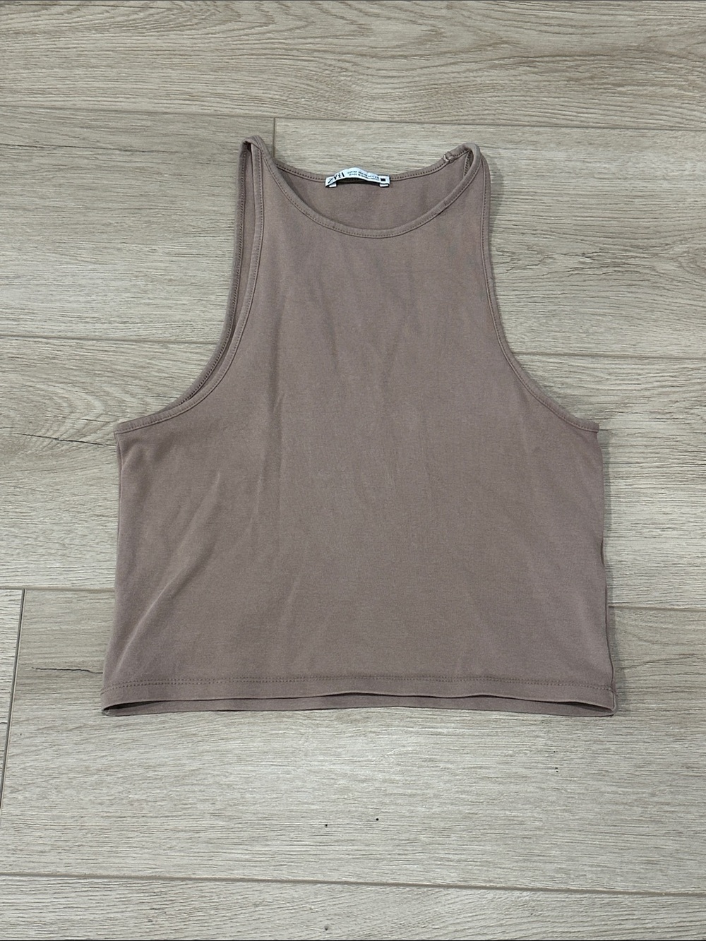 Zara Taupe Cropped Tank Top